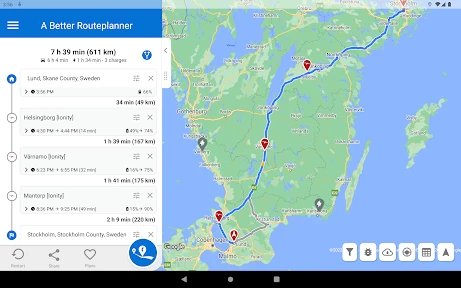 A Better Routeplanner (ABRP) screenshot