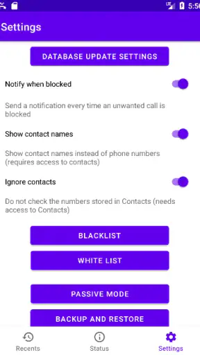 Anruffilter screenshot