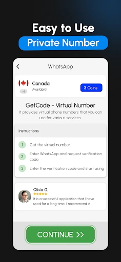 GetCode – Virtuelle Nummer SMS screenshot