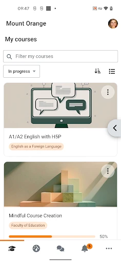 Moodle screenshot