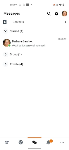 Moodle screenshot