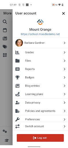 Moodle screenshot