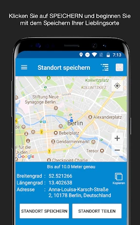 Standort speichern GPS screenshot