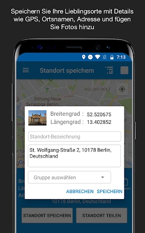 Standort speichern GPS screenshot