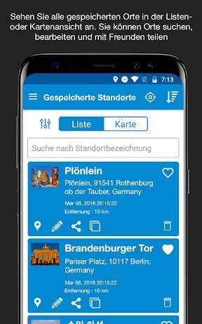 Standort speichern GPS screenshot