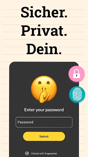Tagebuch mit Passwort, Notizen screenshot