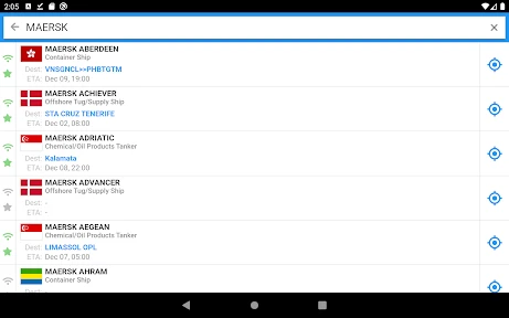 VesselFinder screenshot