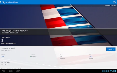 American Airlines screenshot