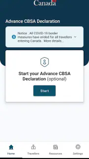 ArriveCAN screenshot 1