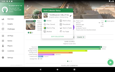 Board Game Stats screenshot