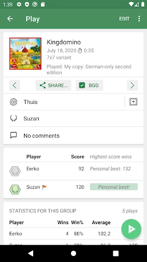 Board Game Stats screenshot