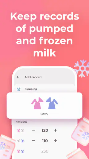 Breastfeeding tracker Pump log screenshot