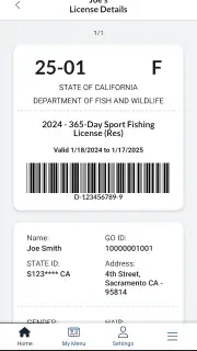 CDFW License screenshot 2