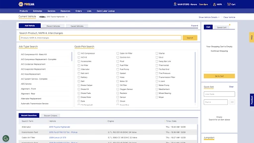 NAPA PROLink screenshot
