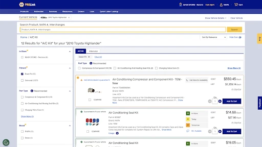 NAPA PROLink screenshot