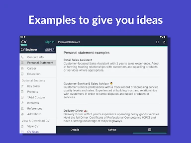 Resume Builder - CV Engineer screenshot