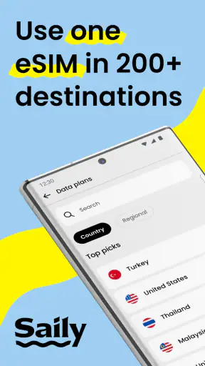 Saily: An eSIM travel app screenshot