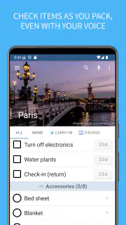 SmartPack - packing lists screenshot 1