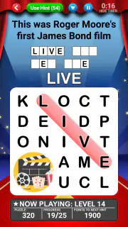 Word Search World Hollywood screenshot 1