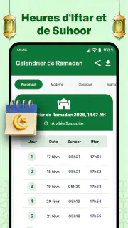 Calendrier Ramadan 2026 Ftour screenshot 2