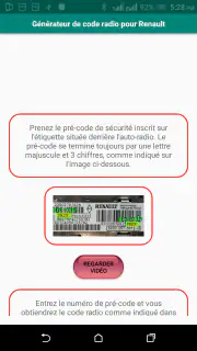 Générateur code radio Renault screenshot 3
