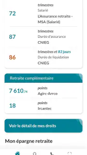 Mon compte retraite screenshot 2