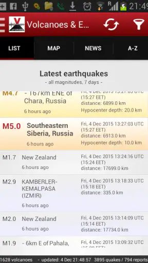 Volcanoes & Earthquakes screenshot