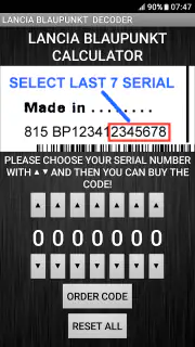 Blaupunkt Lancia Radio Code screenshot 2