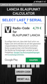 Blaupunkt Lancia Radio Code screenshot 4