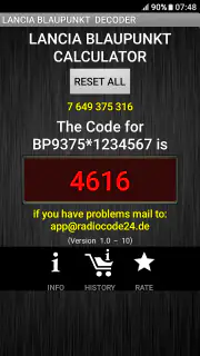 Blaupunkt Lancia Radio Code screenshot 6
