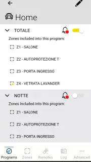 myTecnoalarm TCS screenshot 2