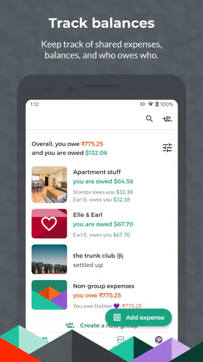 Splitwise screenshot 1