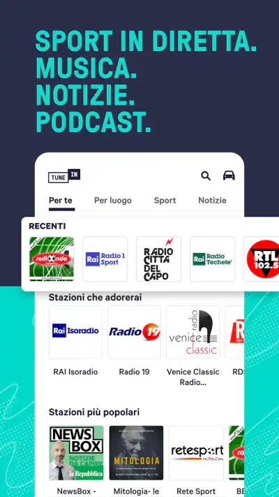 TuneIn Radio: sport e musica screenshot 1