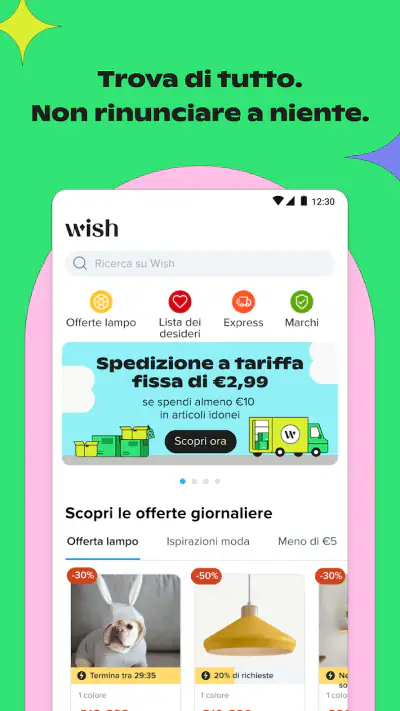 Wish: compra e risparmia screenshot 1