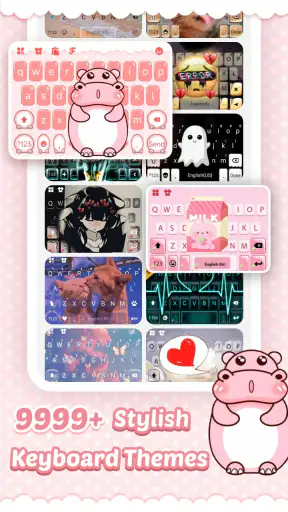 Pink Cute Hippo キーボード screenshot