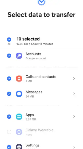 Samsung Smart Switch Mobile screenshot