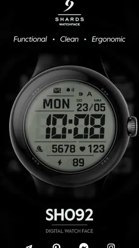 SH092 Watch Face, WearOS watch screenshot