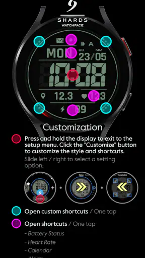 SH092 Watch Face, WearOS watch screenshot