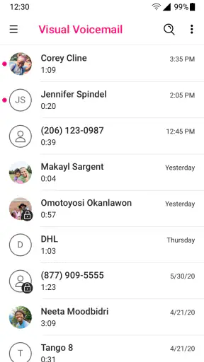 T-Mobile Visual Voicemail screenshot