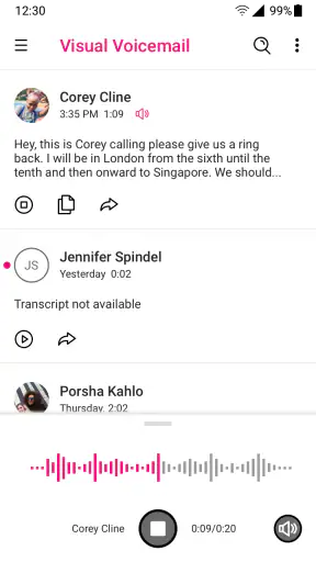 T-Mobile Visual Voicemail screenshot