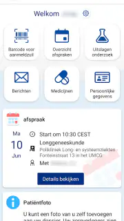 mijnUMCG screenshot 2