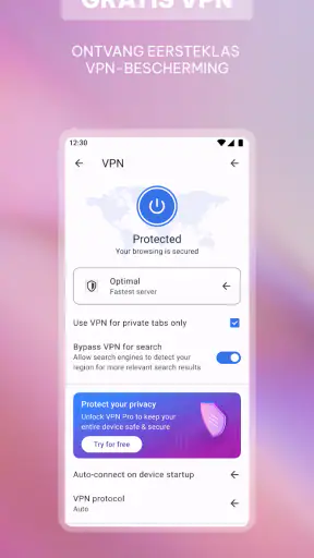 Opera-browser met VPN screenshot