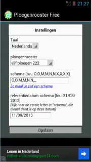 Ploegenrooster screenshot 2
