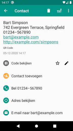 QR- en barcodescanner screenshot