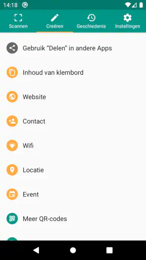 QR- en barcodescanner screenshot