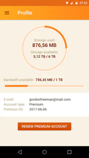 Rapidgator.net File Manager screenshot