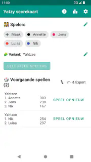 Yatzy Score Kaart screenshot 1