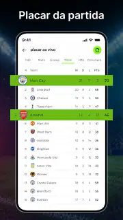 Placar de futebol ao vivo screenshot 5
