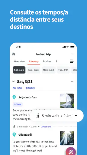 Wanderlog Organizador viagens screenshot