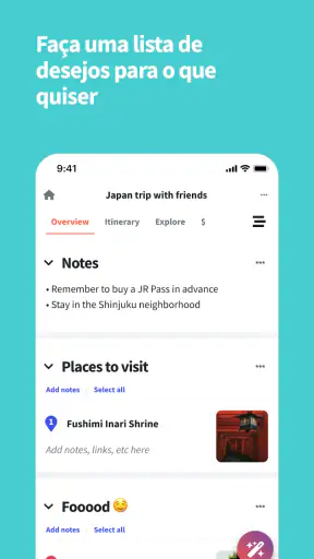 Wanderlog Organizador viagens screenshot